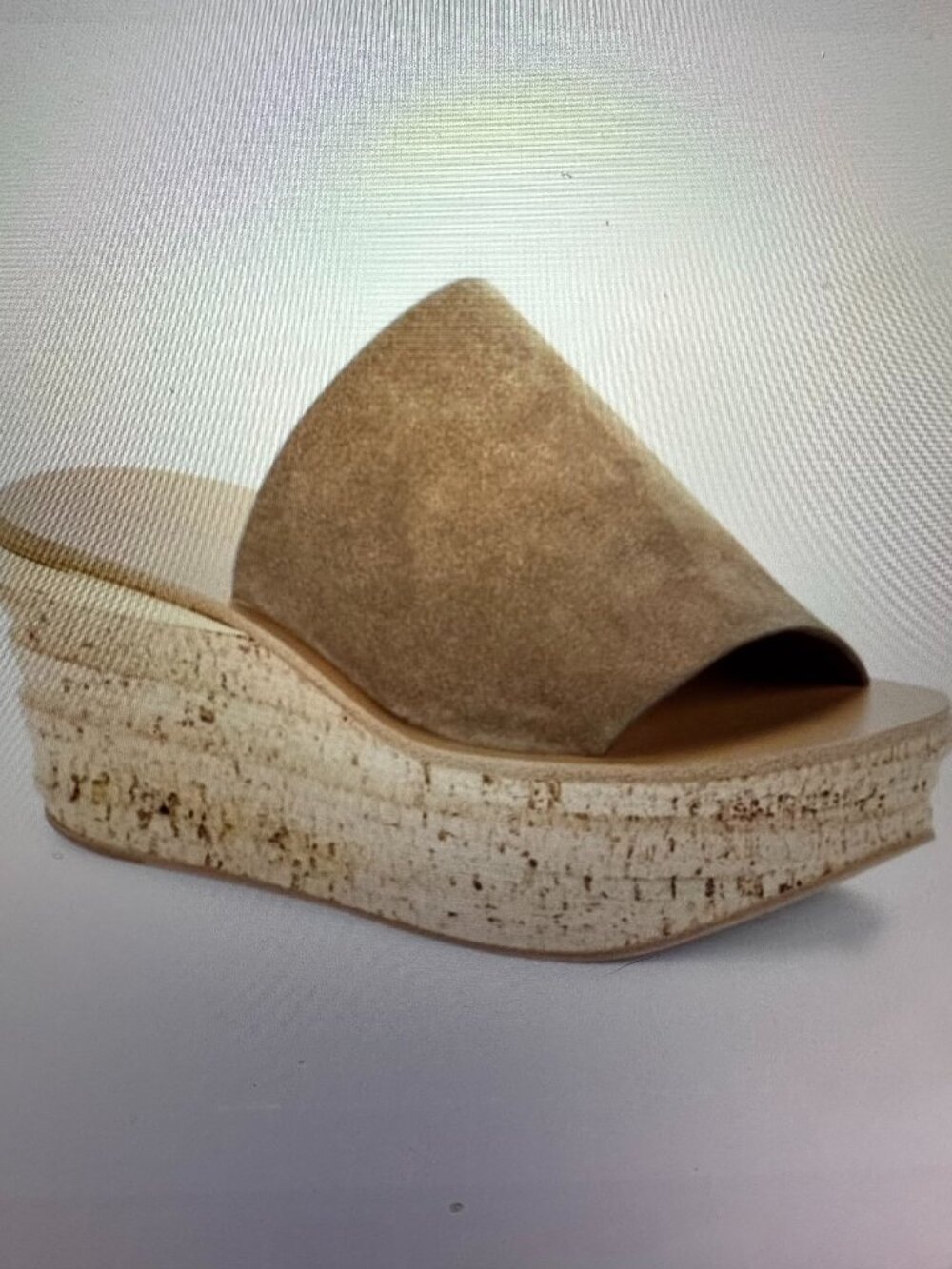 Chloe Camille Suede Wedge Slide Sandal in Dark Griege / Taupe size 8/38
